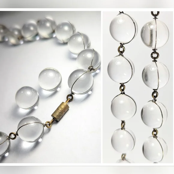 GORGEOUS Early Deco Era Wire Wrapped Pools Of Light Rock Crystal Necklace - Picture 2 of 10